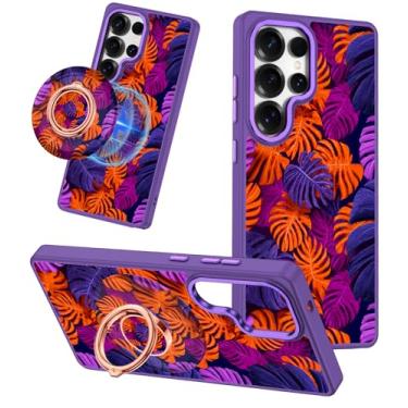 Imagem de Meshine Capa para Galaxy S25 Ultra, compatível com MagSafe, suporte magnético de rotação de 360°, fosco com flores fofas para mulheres e meninas, capa moderna engraçada para Samsung Galaxy S25 Ultra
