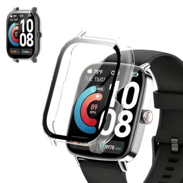 Imagem de Capa para smartwatch AEAC de 4,7 cm – Capa protetora multifuncional com protetor de tela de vidro temperado, amortecedor rígido de PC, antiarranhões, à prova de choque, transparente HD, sensível ao