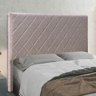 Imagem de Cabeceira Casal King 1,95m Com Costura Bordada Em Tecido Linho Diamante – Lucadi Rústico Areia