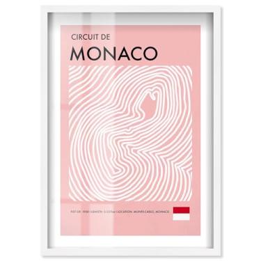 Imagem de Pôster Monaco Circuit Shadowbox Print Formula 1 por Notoriart, moldura branca, 28 x 40 cm