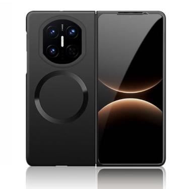 Imagem de POYUFRG Capa magnética para Huawei Mate X7, fina, leve, fosca, antiderrapante, capa de celular com suporte para carregamento sem fio, preta, Mate X7