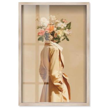 Imagem de Head Full of Spring Flowers Shadowbox Print Floral Glam Wall Art por Art Remedy, moldura loira, 53 x 78 cm