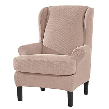 Imagem de Capa de sofá elástica para poltrona, 2 peças, capa de sofá de 1 assento, capa macia e lavável para móveis com fundo elástico para sala de estar, quarto, camelo