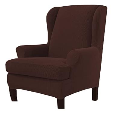 Imagem de 2 peças de capa elástica para sofá, capa de sofá, protetor de móveis, poltrona lavável, capa de sofá com elástico inferior, marrom