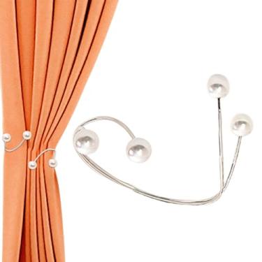 Imagem de Puxadores para Cortinas - Ferragens para Cortinas de Cor Pérola | Suportes para em Metal | para Apartamento, Casa, Hotel, Sala de Estar, Quarto, Portas, Berçário, Escritório, Restaurante