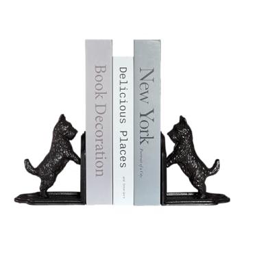 Imagem de ifreeside 1 par de suportes de livros decorativos para cães com extremidades de livro de ferro fundido vintage para prateleira para livros pesados para casa, escritório (Cão de ferro-B)