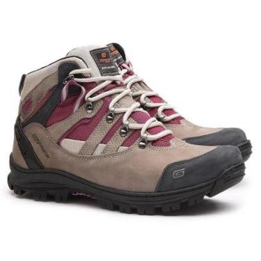 Imagem de Bota Coturno Tratorado Couro Feminino Sola Leve Antiderrapante Cadarço Esportiva Trilha Dia a dia-Feminino