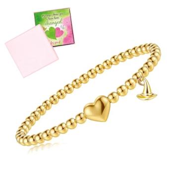 Imagem de Covanlumci Pulseira de amizade Elphaba Galinda para mulheres, pulseiras combinando para casais, pulseiras elásticas com contas BFF, presentes para fãs, joias modernas, com coroa chapéu de bruxa