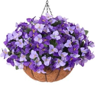 Imagem de Planta de flores artificiais penduradas com cesta para ambientes externos, buganvílias de seda em plantas, plantas falsas penduradas para aparência externa, flor resistente a UV para varanda externa