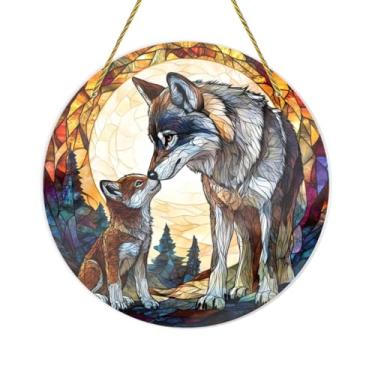 Imagem de CDSASHCA Arte de parede acrílica inquebrável filhote de lobo 20 x 20 cm decoração selvagem para sala de estar, sala de estar, escritório, painel de vitral à prova d'água com pacote design familiar