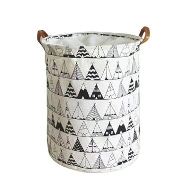 Imagem de Cesto Organizador de Lavanderia Dobrável Tecido Versátil para Guardar Roupa e Mais(cabana nórdica)