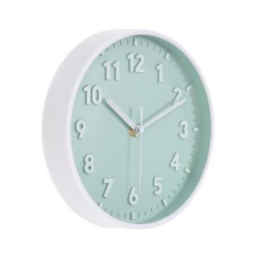 Imagem de Relógio de parede Relógio de parede 8 polegadas 3D Número Quartzo Operado por bateria Silencioso Não-tique-taque Relógios redondos para escritório Quarto Decorativo Sem tique-taque(Green)