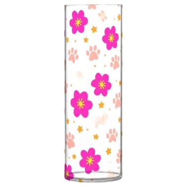Imagem de CEBUGI Vaso de flores com estampa animal, 10 x 30 cm, vaso cilíndrico para flores, vaso transparente inquebrável para festa de casamento, decoração de casa