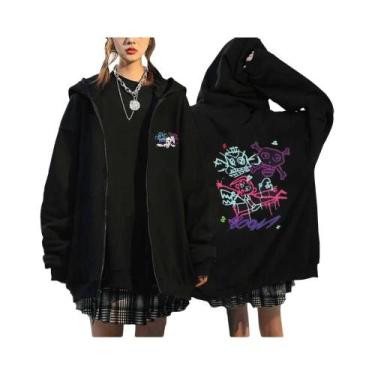 Imagem de Moletom Unissex Oversized Com Zíper Arcane Jinx Anime Hip Hop Streetwe