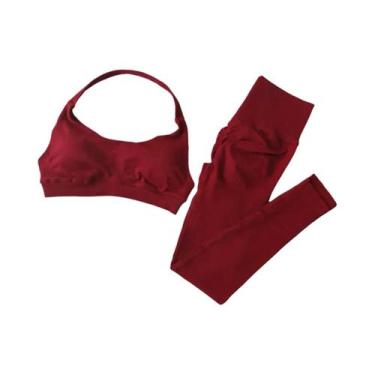 Imagem de Conjunto De Yoga Feminino De Cintura Alta Com Sutiãs De Fitness Para C