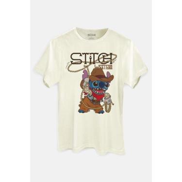 Imagem de Camiseta Disney Stitch Cowboy - Piticas, P, Areia, Unissex