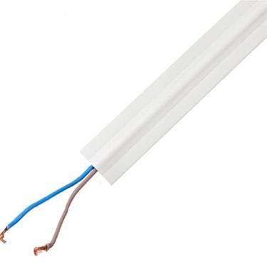 Imagem de GQQGSHOP Organizador de fios protetor de cabo de PVC de 2 m para proteger os fios, capa autoadesiva sobre o chão, protetor de cabo, mantém os cabos no lugar sob as mesas (branco, W (55 mm/2,16 pol))