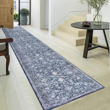 Imagem de KILOCOCO Tapete de corredor 6 x 45 cm impresso vintage floral tapete lavável corredor de cozinha macio antiderrapante corredor de pilha baixa para corredores tapete de lavanderia tapete boho