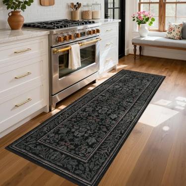 Imagem de GarveeHome Tapetes de corredor de Natal 5 x 15 cm tapete antiderrapante lavável para corredores, tapetes boho vintage com suporte de borracha tapete de férias interno de baixa pilha para entrada