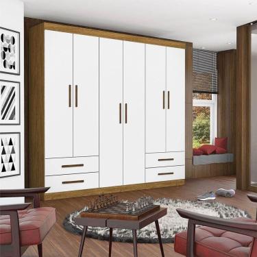 Imagem de Guarda Roupa Casal Lu 6 Portas 4 Gavetas Carioca Móveis Cinamomo Branco