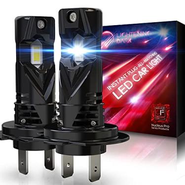 Imagem de LIGHTENING DARK Lâmpadas H7, + 600% de brilho 6500K xenon branco 1:1 tamanho pequeno sem necessidade de adaptador lâmpada de neblina com ventilador de resfriamento embutido (preto, conjunto de 2)