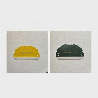 Imagem de Rodo de silicone em forma de nuvem com design Happy Every Day – Limpeza suave para cozinha, banheiro e chuveiro, vidro, fácil armazenamento, material plástico, conjunto amarelo e verde