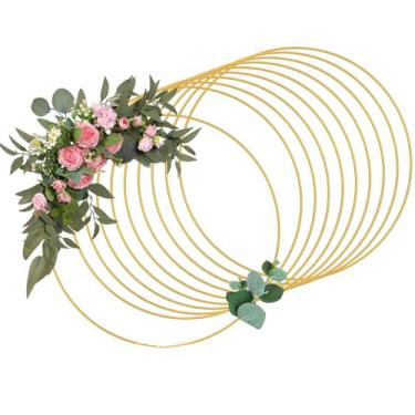 Imagem de 1 peça de argola de guirlanda floral de metal preto e anel apanhador de sonhos para pendurar na parede DIY, decorações de casamento, macramê e suprimentos de artesanato para casa (tamanho: 1,37 pol
