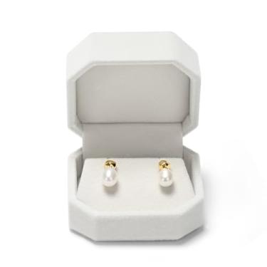 Imagem de Papten Caixa de presente de brinco de veludo branco, estojo de joias para casamento, dia dos namorados