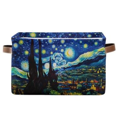 Imagem de Cesto organizador dobrável de lona estrelada com alças para prateleira, escritório