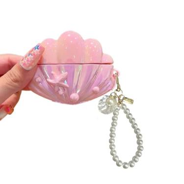 Imagem de GCVXRUD Capa para Airpods Pro 2ª geração, linda concha brilhante compatível com Airpods Pro capa de fone de ouvido com pingente