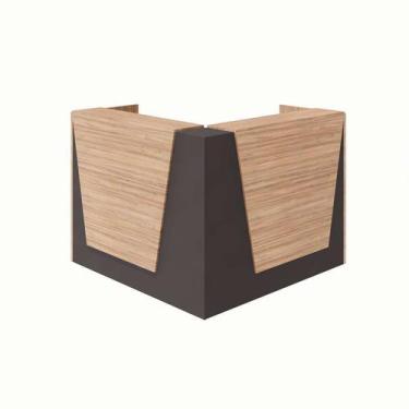 Imagem de Balcão de Atendimento em L Recepção Ameixa e Preto 141 cm - GEBBWEB