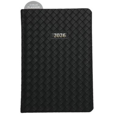 Imagem de WORLD TRAVELER Agenda 2026 – Agenda de calendário semanal e mensal de 15 x 20 cm com marcador de página e fita para escola e escritório, tamanho 15 x 20, tecido preto