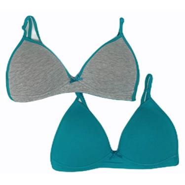 Imagem de Hanes Sutiã com aro para meninas (pacote com 2), Cinza macio/azul-petróleo verdadeiro, M