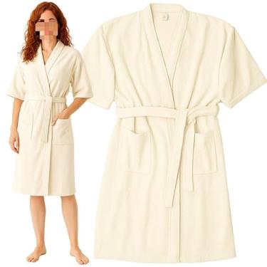 Imagem de Roupão de Banho Unissex 100% Algodão Atoalhado – Tamanho Único 38-48, Seca Bem para Piscina, Natação, Judo e Casa (PEROLA AMANTEIGADA,UNICO - VESTE 38 AO 48)