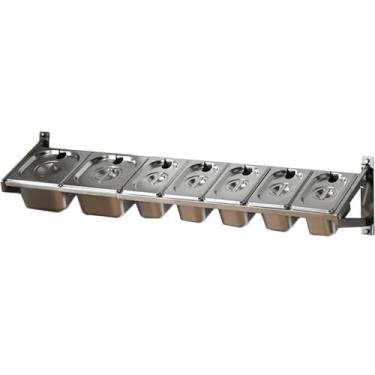 Imagem de Suporte de tempero de parede de aço inoxidável de 8 panelas com capa, organizador de compartimento ajustável, caixa de armazenamento de temperos de bancada de 10 cm de profundidade (92 x 22 x 18 cm)