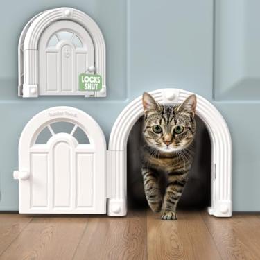 Imagem de Meow Manor Porta interior para gatos – sem aba, porta interior para gatos de até 9 kg, fácil configuração DIY, instalação segura em minutos, sem necessidade de treinamento..