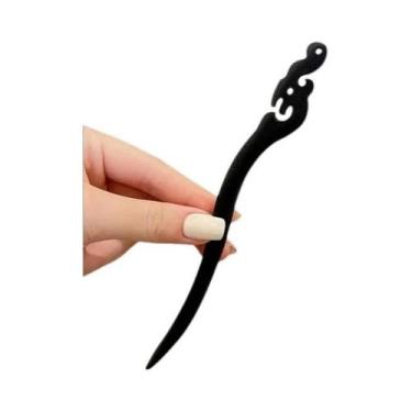 Imagem de Grampo De Cabelo Preto De Madeira Feminino Acessórios De Cabelo Fashio