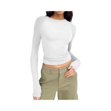 Imagem de Camiseta Com Capuz Feminina De Manga Longa Slim Fit Casual Esportiva P