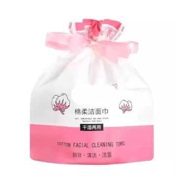 Imagem de Rolo de toalha de rosto descartável padrão pérola uso seco molhado salão de beleza toalha de rosto pacote de saco extraível (rosa)