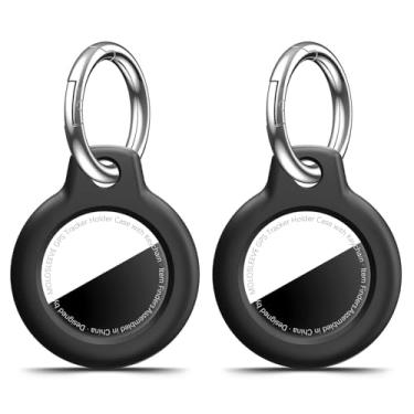 Imagem de [Pacote com 2] Capa MOLOSLEEVE para AirTag, com chaveiro, capa de GPS à prova de choque, chaveiro antiarranhões para etiquetas de ar, acessórios para etiquetas de ar para rastreadores de itens GPS
