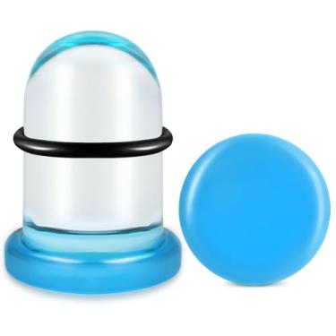 Imagem de WINSENET Kit de alongamento de orelha de vidro, 2-4 peças, plugues de 8 a 22 mm para medidores de orelha com anéis de borracha, kit de alongamento de orelha de vidro com alargador de orelha, joia para