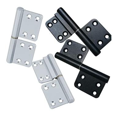 Imagem de Dobradiças 2 peças dobradiças de porta de vaso sanitário liga de alumínio armário armário porta rolamento caixa industrial dobradiça de amortecimento ajustável ferragens para móveis (cor: areia plana