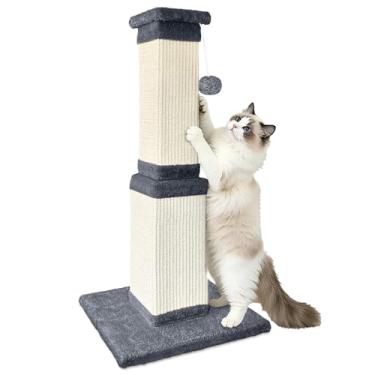 Imagem de AGYM Poste arranhador para gatos, 81 cm para gatos grandes, arranhadores para gatos internos, adultos, arranhador para gatos com sisal natural, cinza escuro