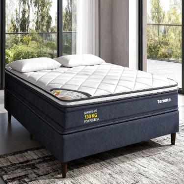 Imagem de Conjunto Colchão Casal Toronto Pkt 10 Eps com Box Spring Luxo Cinza/Branco
