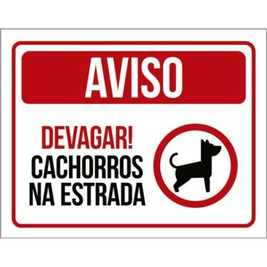 Imagem de Placa Aviso Devagar Cachorro Estrada Ícone 36X46