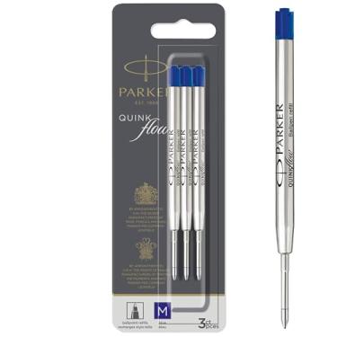Imagem de PARKER Quinkflow Refil de tinta para caneta esferográfica, ponta média, azul, 3 unidades