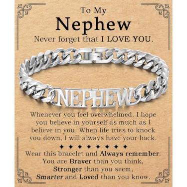 Imagem de Pulseira masculina para meninos adolescentes para papai, tio, marido, pai, filho, marido, sobrinho, neto irmão, 9 mm, pulseira de corrente cubana de aço inoxidável de 9 mm, joias para Dia dos