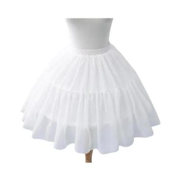 Imagem de Saia De Casamento Branca Com Cintura Elástica E 3 Aros Para Meninas, S