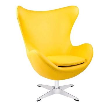 Imagem de Poltrona Egg em Tecido Sintético - Personal Decor, Amarelo