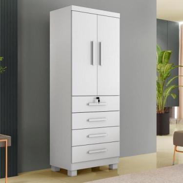 Imagem de Armário Multiuso New Aurora 2 Portas 4 Gavetas Branco - Tudo De Móveis